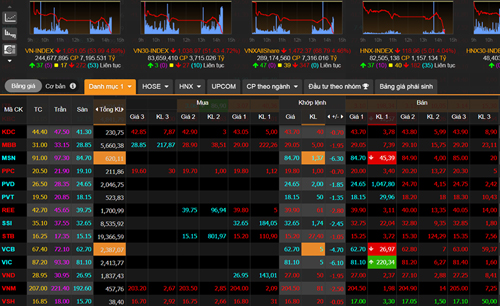 Thị trường chìm trong sắc đỏ ngay trong phiên đầu tuần. Ảnh: SSI