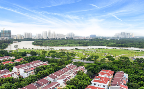 Tiến độ thi công thực tế tại công viên bờ sông có quy mô 88.900 m2.