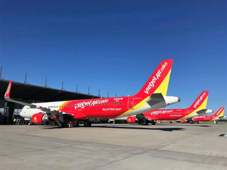 Đội tàu bay hiện đại của hãng hàng không Vietjet Air.