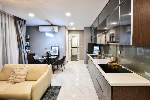 Không gian phòng khách tại các căn hộ của D. El Dorado được thiết kế nhỏ gọn, sang trọng