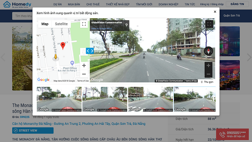 Tính năng Street view tại Homedy cho phép người dùng có thể xem bất động sản qua Internet.