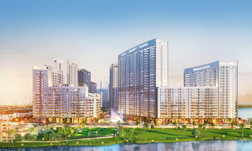 Phối cảnh dự án The Peak nhìn từ trục đường Tân Phú, quận 7, TP HCM.