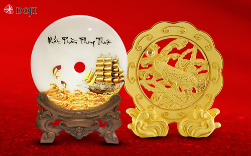 Sản phẩm mỹ nghệ bằng vàng Kim Bảo Phúc được chế tác kì công, hàm chứa ý nghĩa phong thủy, mang đến tài lộc cho chủ nhân.