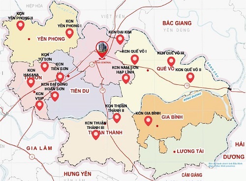 Từ Lotus Central có thể kết nối dễ dàng tới các khu công nghiệp tại Bắc Ninh.