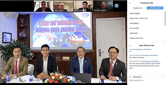 Tọa đàm ngày 27/3 với sự tham dự của các đối tác đến từ Australia (Công ty AIBC) và Thổ Nhĩ Kỳ (Tập đoàn One World) đã chia sẻ nhiều thông tin bổ ích về các chương trình định cư với khách mời tham dự trực tuyến.