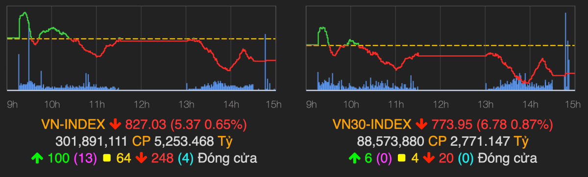 VN-Index kết phiên 15/5 trong sắc đỏ. Ảnh: VN-Index.